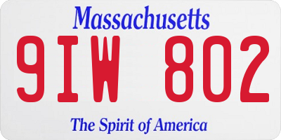 MA license plate 9IW802