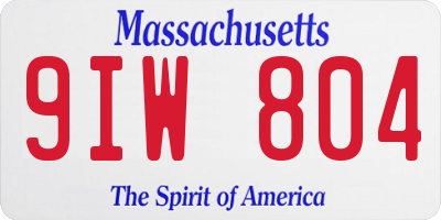 MA license plate 9IW804