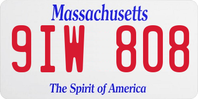 MA license plate 9IW808