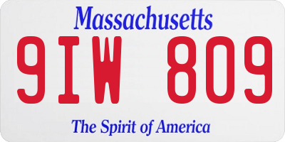 MA license plate 9IW809