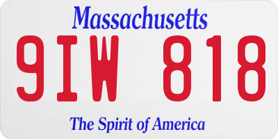 MA license plate 9IW818