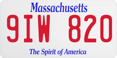 MA license plate 9IW820