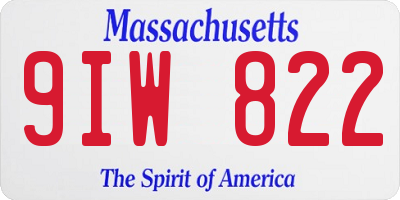 MA license plate 9IW822