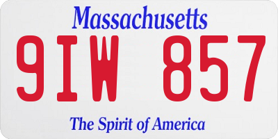 MA license plate 9IW857