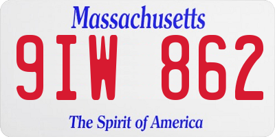MA license plate 9IW862