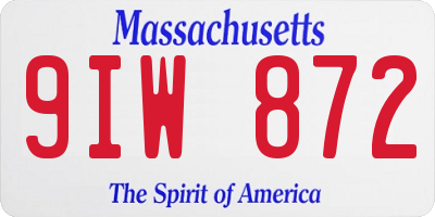 MA license plate 9IW872