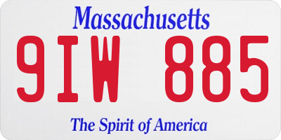 MA license plate 9IW885