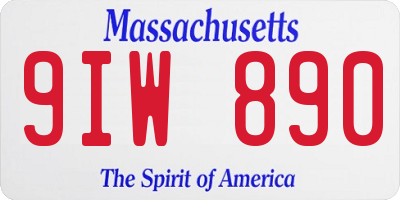 MA license plate 9IW890