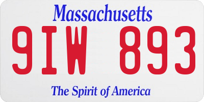 MA license plate 9IW893