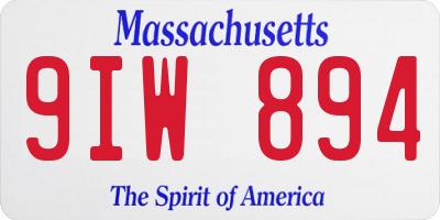 MA license plate 9IW894