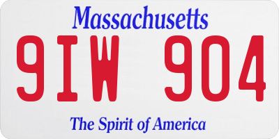 MA license plate 9IW904