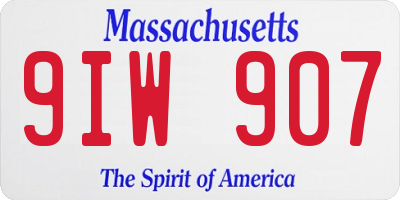 MA license plate 9IW907