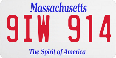 MA license plate 9IW914