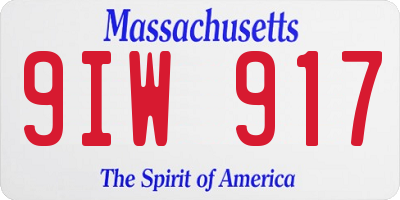 MA license plate 9IW917