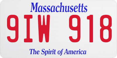 MA license plate 9IW918
