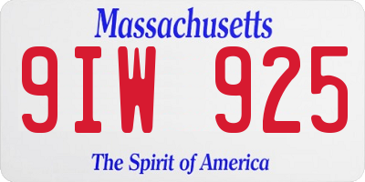 MA license plate 9IW925