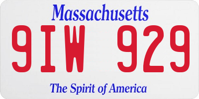 MA license plate 9IW929