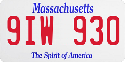 MA license plate 9IW930
