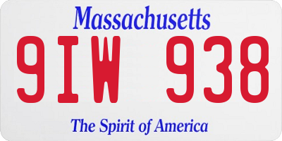 MA license plate 9IW938