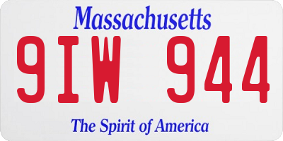 MA license plate 9IW944