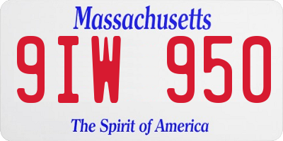 MA license plate 9IW950