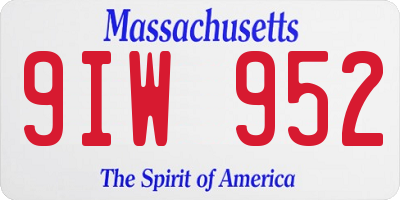 MA license plate 9IW952