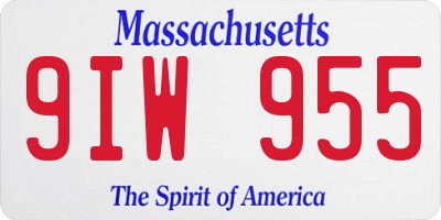 MA license plate 9IW955