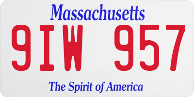 MA license plate 9IW957