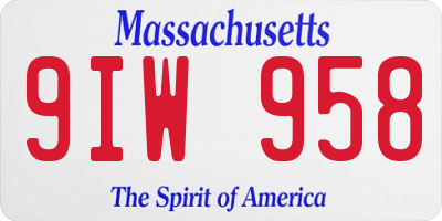 MA license plate 9IW958
