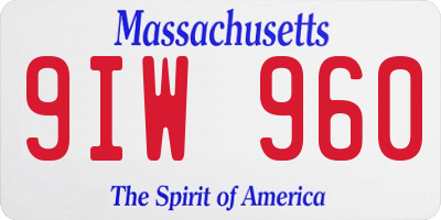 MA license plate 9IW960