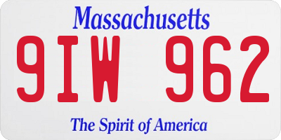 MA license plate 9IW962