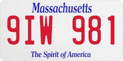 MA license plate 9IW981