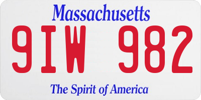 MA license plate 9IW982