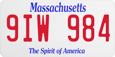 MA license plate 9IW984