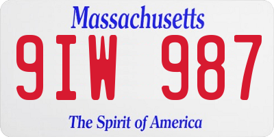 MA license plate 9IW987