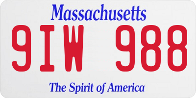 MA license plate 9IW988
