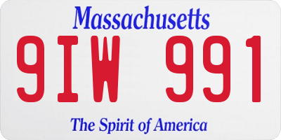 MA license plate 9IW991