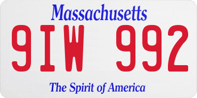 MA license plate 9IW992