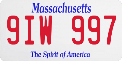 MA license plate 9IW997