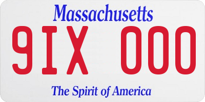 MA license plate 9IX000