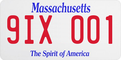 MA license plate 9IX001