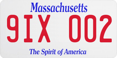 MA license plate 9IX002