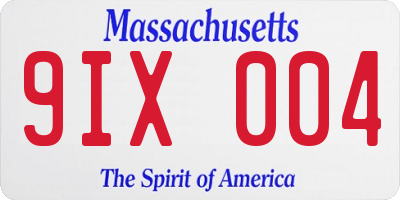 MA license plate 9IX004