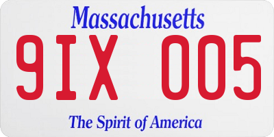 MA license plate 9IX005