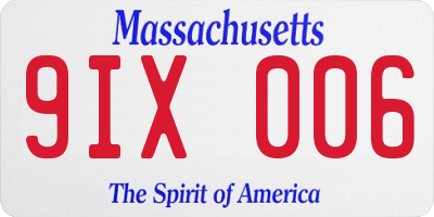 MA license plate 9IX006