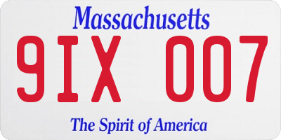 MA license plate 9IX007