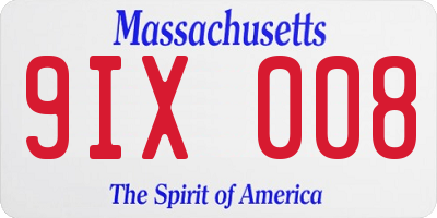 MA license plate 9IX008