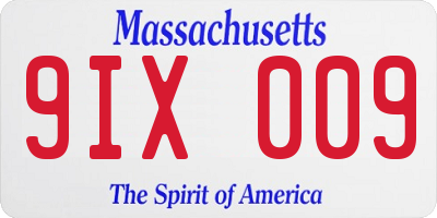 MA license plate 9IX009