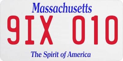 MA license plate 9IX010