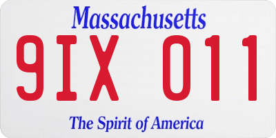 MA license plate 9IX011
